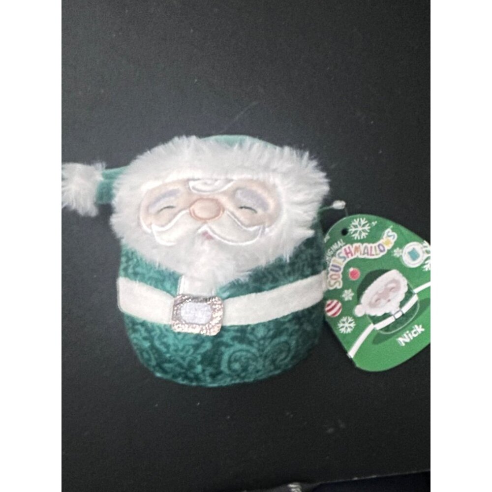 Original Squishmallows Nick‎ Santa Plush 3.5" Kellytoy Green & White Christmas